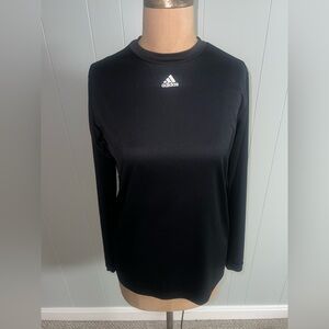 ADIDAS Black Long-Sleeve Crew Neck Top with White Logo